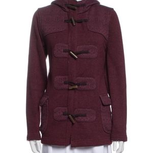 Patagonia Ladies Better Sweater Long Coat Jacket M Maroon Hooded Button Down